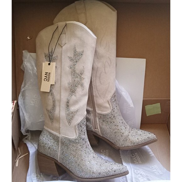 Madden NYC Shoes - NWT Madden NYC Tall Western Embroidered Boots, Rhinestones, Sparkly, Fancy Boots